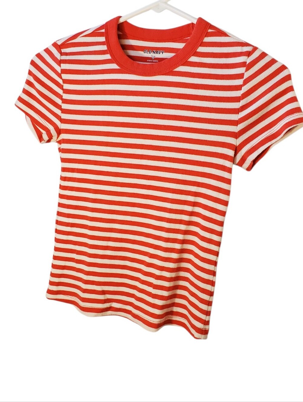 Old Navy Red & White Striped Short Sleeve Kids Tee Size Snug XS